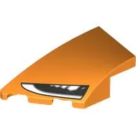 Brick Wedged, Curved 4 x 2 with Stud Notch Left with Headlight Print / Orange