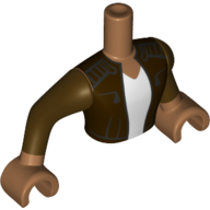 Lego Minidoll Torso Man with Dark Brown Jacket, White Shirt print, Medium Nougat Hands / Medium Nougat