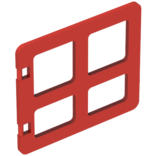 Lego Duplo Door / Window with Four Panes Square Corners / Red