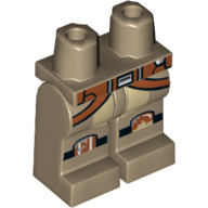 Lego Hips and Dark Tan Legs with Dark Orange Belt and Black Knee Straps with Silver and Dark Orange Knee Pads Print (Sabine Wren) / Dark Tan
