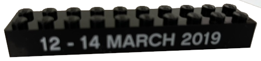 Lego Brick 2 x 6 with White '12 - 14 MARCH 2019' Pattern (2019 Boost! Summit)