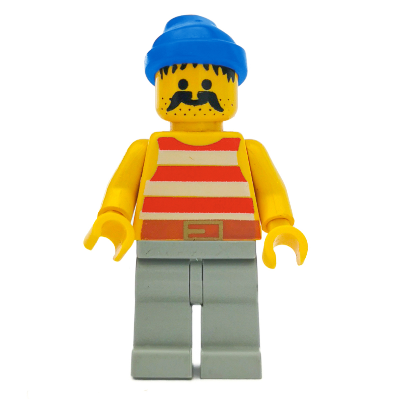 Lego Pirate - Red Stripes, Light Gray Legs, Blue Bandana, 3626a