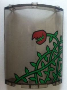 Lego Cylinder Quarter 4 x 4 x 6 with Ivy Plant and Red Flower Open Pattern (Sticker) - Set 7785