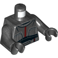 Lego Torso Clone Trooper Armor, Dark Red Stripe print (Hunter / Wrecker), Pearl Titanium Arms, Black Hands / Pearl Titanium