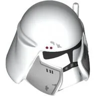 Helmet, Clone Commander with Black Visor, Light Bluish Grey Markings, Dark Red Dots Print / White