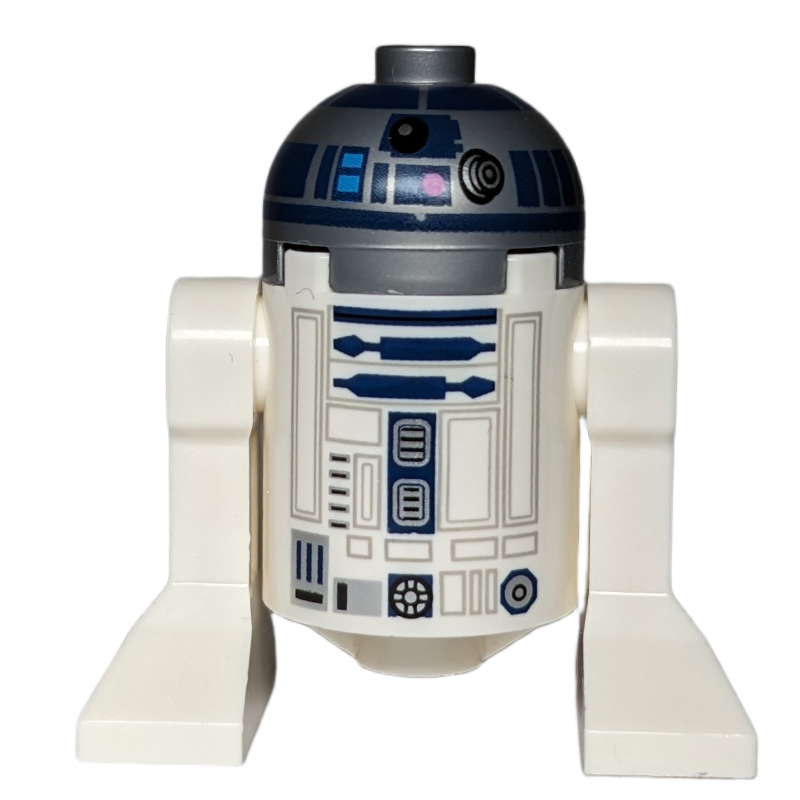Lego Astromech Droid, R2-D2, Flat Silver Dome, Dark Blue Print with Dark Pink Dots