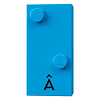 Lego Braille Brick 2 x 4 with 2 Studs ⠡ and 'Â' print / Dark Azure