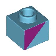 Lego Plate 1 x 1 x 2/3 with Open Stud with Magenta Triangle print