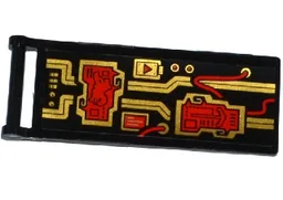 Flag 7 x 3 with Bar Handle with Red Wires and Gold Circuitry Pattern (Sticker) - Set 70738