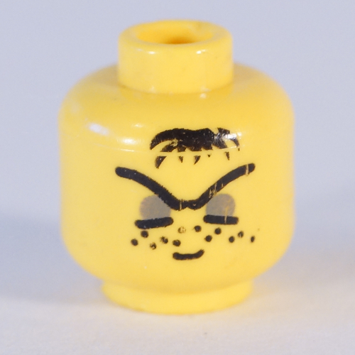 Lego Minifig Head Robber, Gray Eyes and Hair Patch Print [Blocked Open Stud] / Yellow