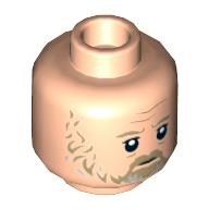 Lego Minifig Head Luke Skywalker, Dark Tan Mustache, Beard, Sideburns, Sad / Angry Print / Light Nougat