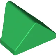 Brick Sloped 45° 2 x 1 Double / Inverted with Bottom Stud Holder / Green