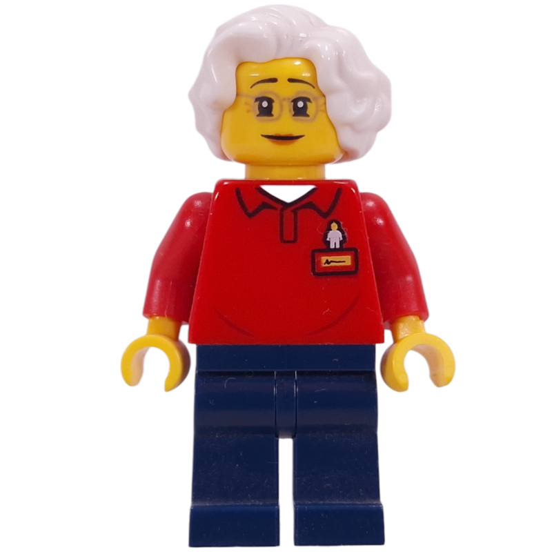 Lego Red Torso, Dark Blue Legs, White Hair