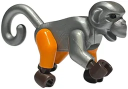Monkey with Dark Brown Hands and Feet, 1 Flat Silver Arm, 1 Orange Arm and Orange Legs (Ninjago Monkey Wretch)