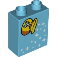 Duplo Brick 1 x 2 x 2 with Pouch with Skull and Stars Print / Medium Azure