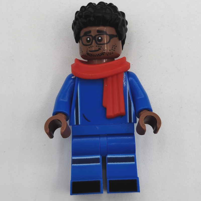 Lego Soccer Fan, Blue Soccer Kit, Red Scarf, Black Hair