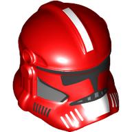 Lego Helmet Clone Trooper Phase 2, Closed Front, Holes for Visor with Black Visor, White Markings print / Red