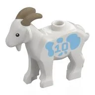 Animal, Goat with Dark Tan Horns, Bright Light Blue Spots''10' Print / White