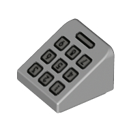 Lego Brick Sloped 30° 1 x 1 x 2/3 (Cheese Slope) with Telephone Keypad Print / Light Bluish Gray