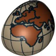 Dome Hemisphere 2 x 2 with Cutout with Reddish Brown Europe, Africa, Asia, Australia Globe Print / Dark Tan