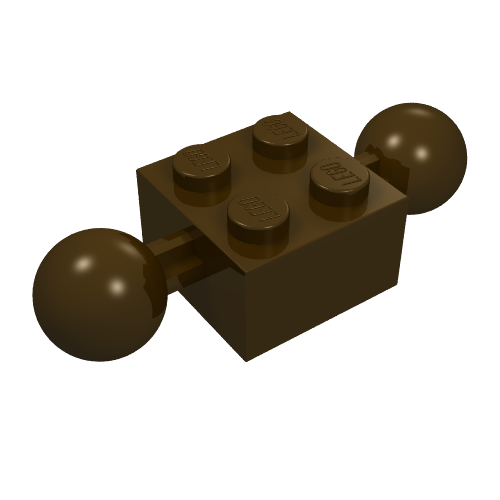 Lego Technic Brick Special 2 x 2 with 10.2mm Balls [Center Mold Indention] / Dark Brown