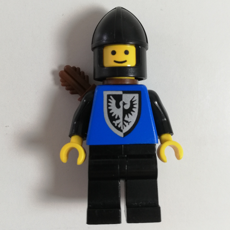 Lego Archer (Black Falcon) - Black Legs, Black Hips, Pointed Shield, Chin-Guard