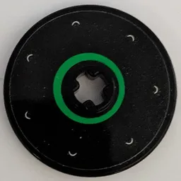 Technic, Disk 3 x 3 with Bright Green Ring and 7 Curved Silver Lines Pattern (Sticker) - Set 42165