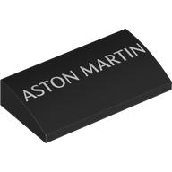 Lego Brick Curved 2 x 4 x 2/3 No Studs with White 'ASTON MARTIN' print / Black