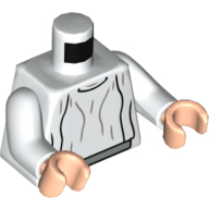 Lego Torso Loose Dress Light Bluish Gray Folds Print (Leia), White Arms, Light Nougat Hands / White