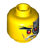 Lego Minifig Head Sensei Wu (Master) / Evil Wu, Red Eyes, Head Plates Print [Hollow Stud] / Yellow