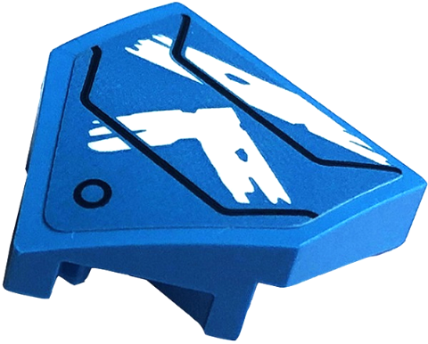 Lego Wedge 2 x 2 x 2/3 Pointed with White Ninjago Logogram Letter R and Black Circle and Lines Pattern (Sticker) - Set 71775