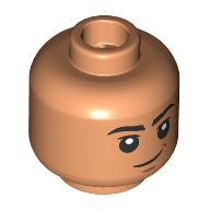 Lego Minifig Head Boba Fett, Black eyebrows, Frown/Smirk / Nougat