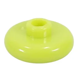 Pen Bead, Round Short, Curved Edge / Yellowish Green