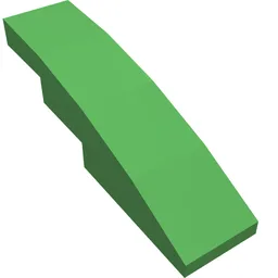 Brick Curved 4 x 1 No Studs [Stud Holder with Symmetric Ridges] / Bright Green