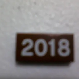 Tile 1 x 2 with White '2018' Print / Reddish Brown