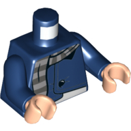 Lego Torso Vest with Light Bluish Gray Scarf Print, Dark Blue Arms, Light Nougat Hands / Dark Blue