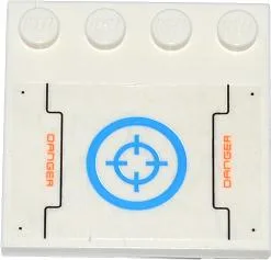 Tile, Modified 4 x 4 with Studs on Edge with Orange 'DANGER', Dark Azure Target in Circle Pattern (Sticker) - Set 70709