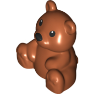 Lego Duplo Animal Bear, Sitting, Black Eyes and Nose Print / Dark Orange