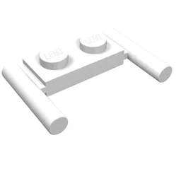 Plate Special 1 x 2 with Handles [Round Ends, Mid Attachment] / White