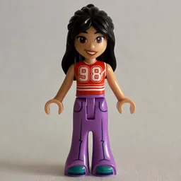Liann, Reddish Orange Top, Lavender Pants