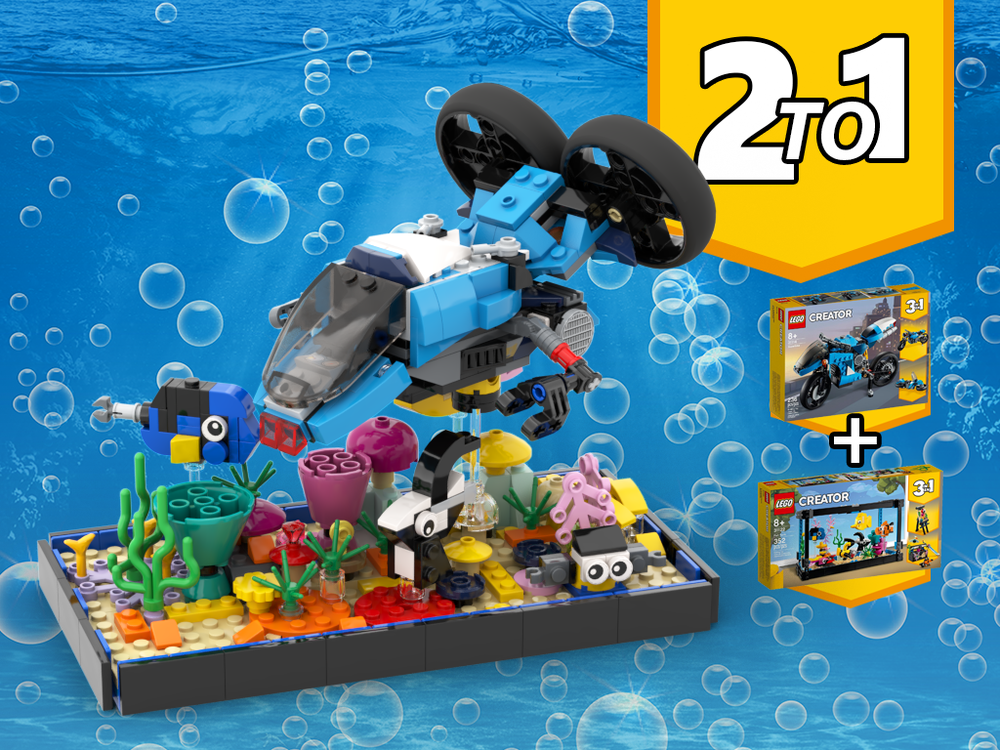 Lego Coral Reef + Submarine 31122 + 31114 Alternative Build