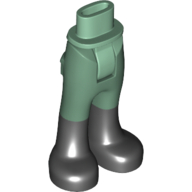Lego Minidoll Hips and Trousers with Back Pockets and Black Boots Print [Thick Hinge] / Sand Green