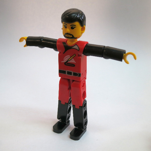 Lego Technic Figure Red/Black Legs, Red Top, Black Hair [Fireman] / [No Color/Any Color]