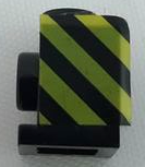 Lego Brick, Modified 1 x 1 with Headlight with Black and Yellow Danger Stripes Pattern Model Left Side (Sticker) - Set 7760
