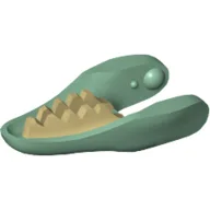 Animal Body Part, Dinosaur, Raptor / Dilophosaurus Lower Jaw with Tan Teeth Print / Sand Green