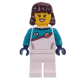 Astronaut, White/Dark Turquoise Spacesuit, Dark Brown Hair