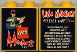 Duplo, Brick 1 x 2 x 2 with LEGO Maniacs 1997 First Competition Pattern