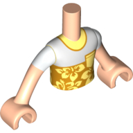 Lego Minidoll Torso Boy with Bright Light Yellow/White Shirt, Flowers, Light Nougat Arms and Hands / Light Nougat