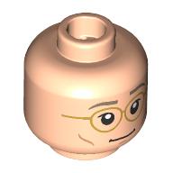 Lego Minifig Head Henry Creel, Gold Glasses, Dark Tan Eyebrows, Cheek Lines / Light Nougat