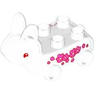 Duplo Toy Rabbit, Dark Pink Flowers Print / Opal Trans-Clear
